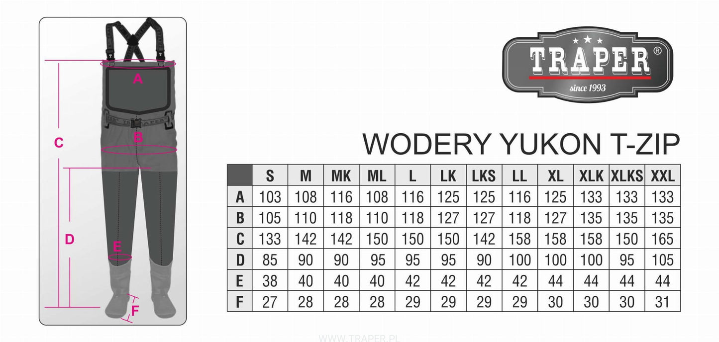 WADERS YUKON T-ZIP TRAPER